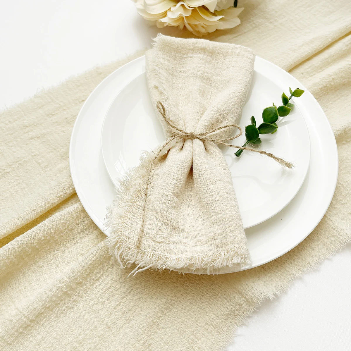 10pcs 32x32cm Wholesale terracotta Gauze Cotton Napkin Reusable Tea Towel Wedding Party Christmas Table Decor Retro Burrs napkin