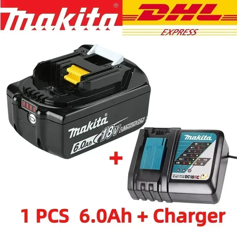 DHL Ship With Charger BL1860 Rechargeable Battery 18V 6.0Ah Lithium Ion for Makita 18v Battery 6Ah BL1850 BL1880 BL1860B LXT400