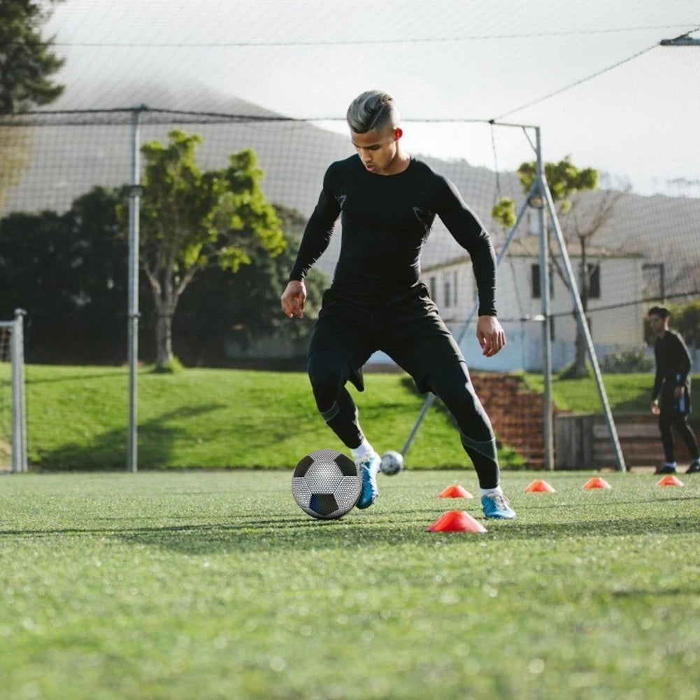 Luminous Glowing Soccer Ball Size 5 Soccer Ball Reflective Standard Holographic Sports Entertainment Practice Training Equipment