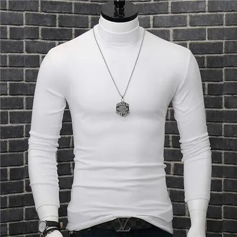 Harajuku Oversized Casual Men's Turtleneck T-Shirt with Long Sleeves Autumn and Winter Slim Fit Underwshirt Couples T-shirt Tops