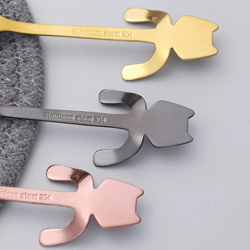 Mini Cute Cat Coffee Spoon Stainless Steel Teaspoon Dessert Snack Scoop Ice Cream Milk Children Spoons Tableware Kitchen Tools