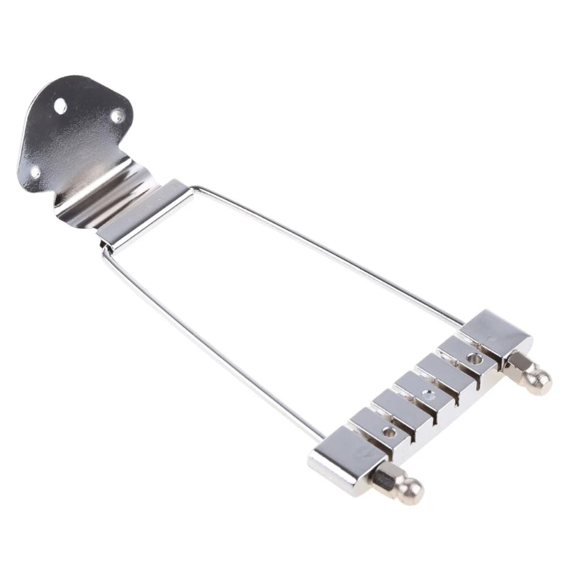 Chrome Guitar Tailpiece Trapeze Open Frame Bridge for 6 String Archtop Guitar