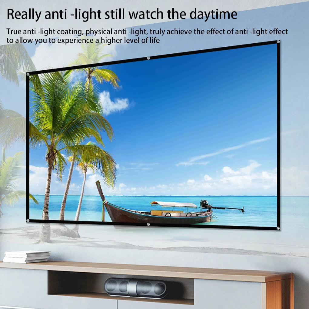 Foldable and portable projection screen, metal anti light 30-133 inches, suitable for low lumen projectors and high-definition