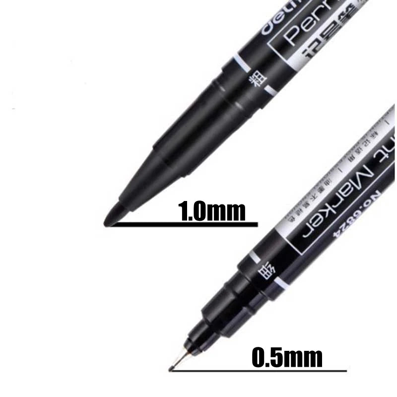 9pcs/Set Twin Tip Permanent Markers, Black, Red,Blue Ink, 0.5mm-1mm pens for School Office Supplies Student Stationery