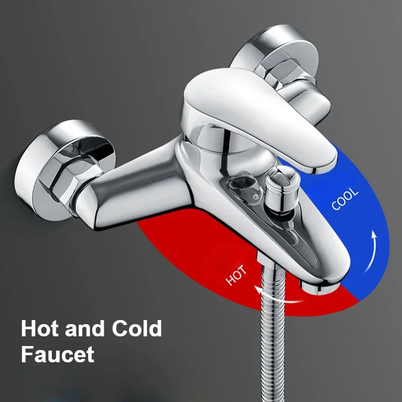 Pressurized Shower Faucet Bathroom Faucets Bath Mixing Valve Triple Cold and Hot Water Faucet Multifunctional Household Tap