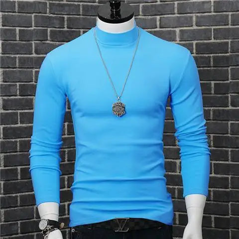 Harajuku Oversized Casual Men's Turtleneck T-Shirt with Long Sleeves Autumn and Winter Slim Fit Underwshirt Couples T-shirt Tops