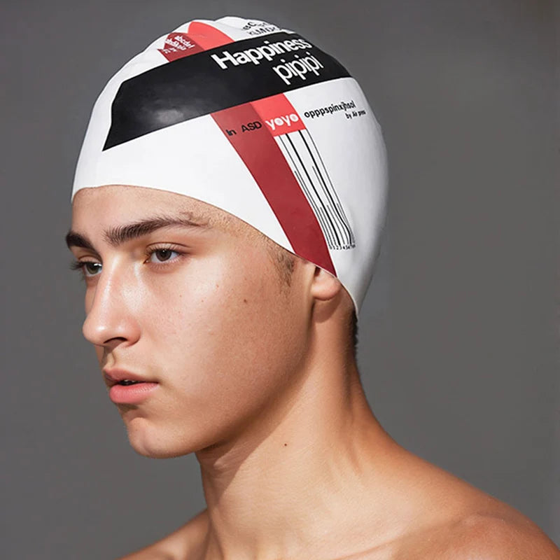 Unisex Big Size Happiness Comfortable Swimming Cap Hats Accessories For Man Women Waterproof Fishtail