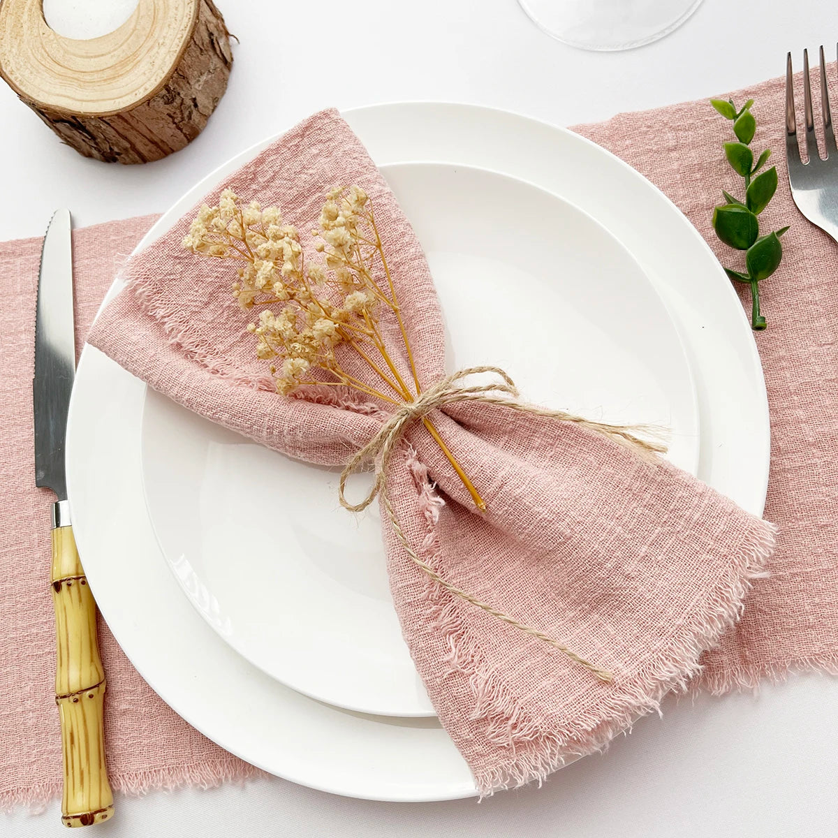 10pcs 32x32cm Wholesale terracotta Gauze Cotton Napkin Reusable Tea Towel Wedding Party Christmas Table Decor Retro Burrs napkin