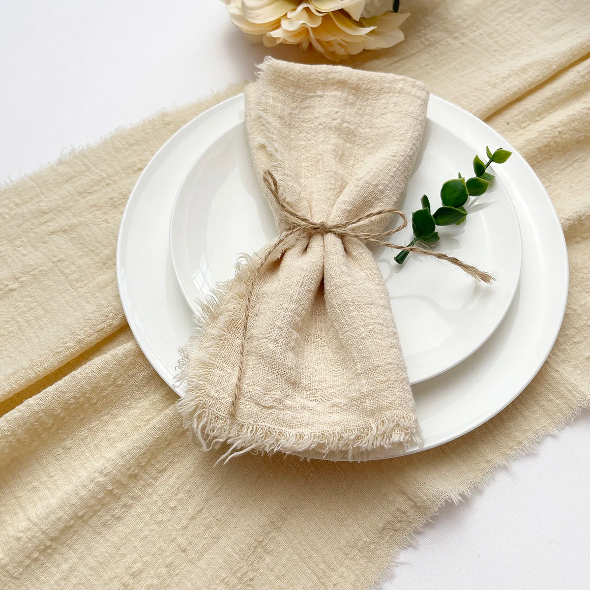 10pcs 32x32cm Wholesale terracotta Gauze Cotton Napkin Reusable Tea Towel Wedding Party Christmas Table Decor Retro Burrs napkin