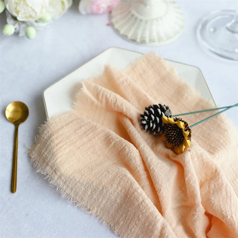 10pcs 32x32cm Wholesale terracotta Gauze Cotton Napkin Reusable Tea Towel Wedding Party Christmas Table Decor Retro Burrs napkin