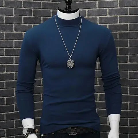 Harajuku Oversized Casual Men's Turtleneck T-Shirt with Long Sleeves Autumn and Winter Slim Fit Underwshirt Couples T-shirt Tops