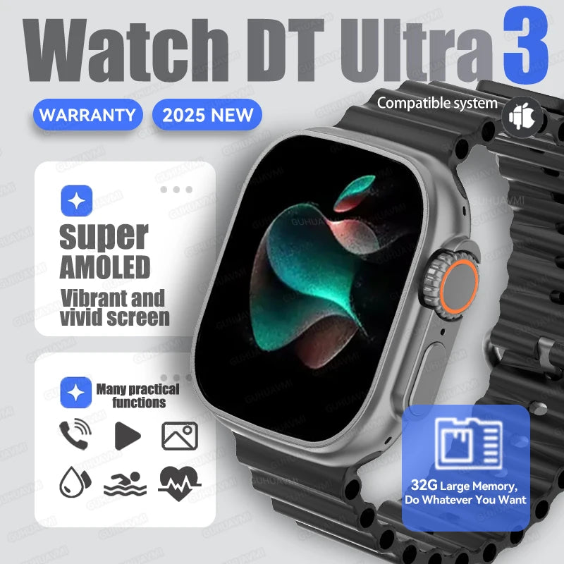 Fashion NEW DT Ultra 3 32GB Smart Watch Google Map Music Video Player HD Bluetooth Call APP Store NFC Smart AI Voice Sport Watch