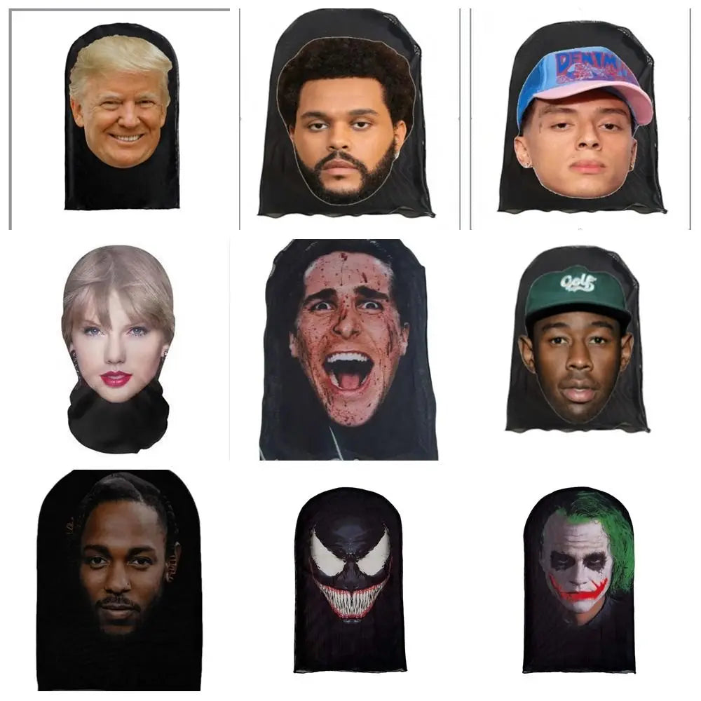 3D Seamless Magic Funny Celebrity Face Mask unisex Bandana Tube Neckchief gaiter Warmer Face Cover Head Scarf Headband Headwear