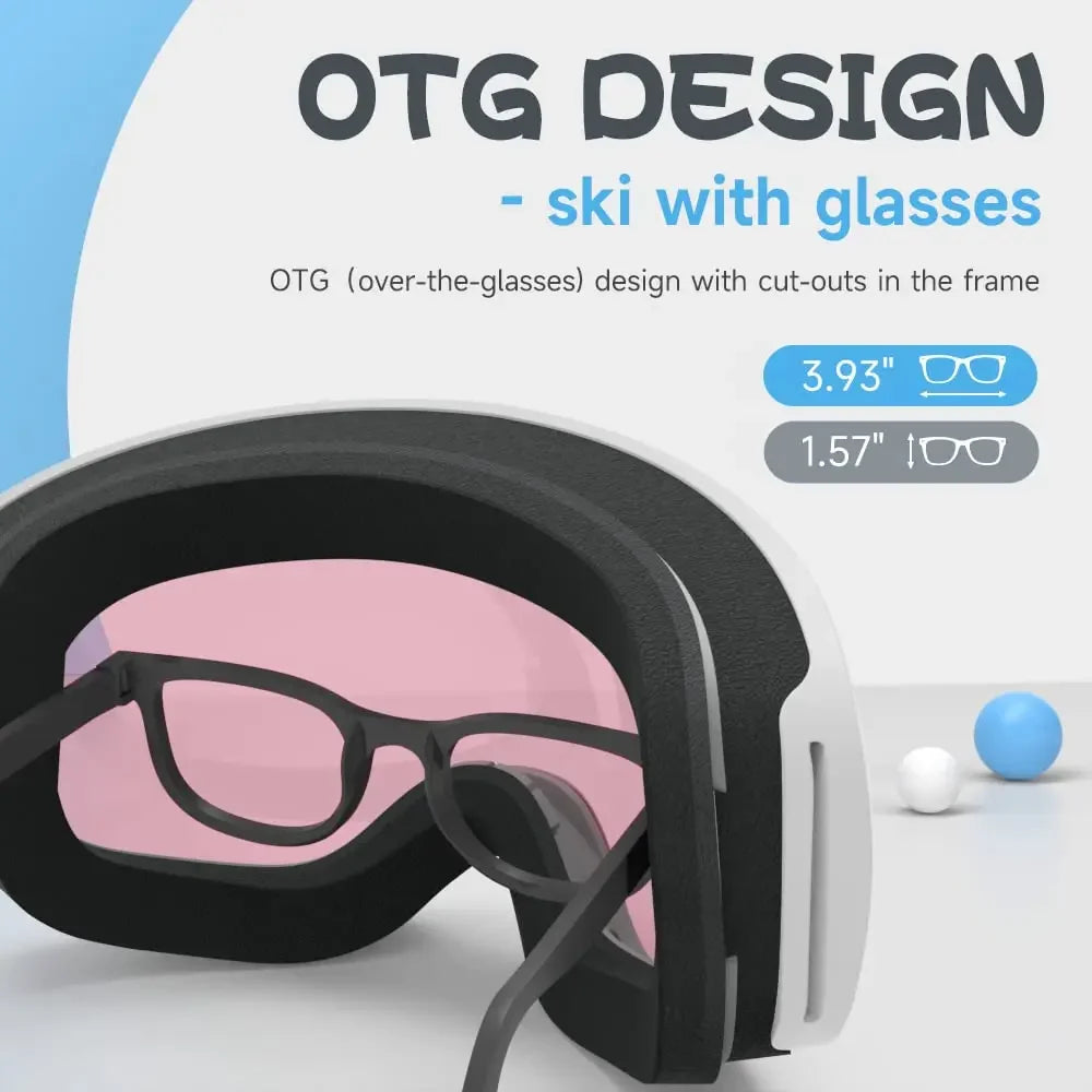 Kids Professional Ski Goggles Winter Ski/Snowboard Goggles Sunglasses Anti-UV400 Sports Equipment for 3-10 Years old Children