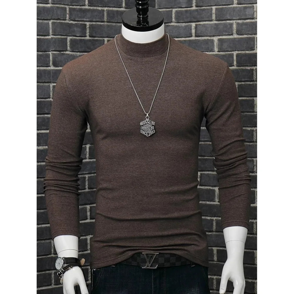Harajuku Oversized Casual Men's Turtleneck T-Shirt with Long Sleeves Autumn and Winter Slim Fit Underwshirt Couples T-shirt Tops