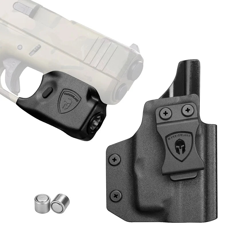 Glock 43/43X ,Not Fit G43X MOS,Mini Tactical Gun Light 150 Lumens with Kydex Holster Pistol Tactical Right Hand Gun Flashlight 