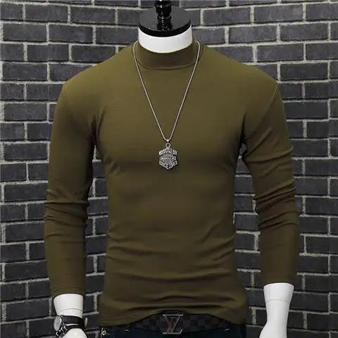 Harajuku Oversized Casual Men's Turtleneck T-Shirt with Long Sleeves Autumn and Winter Slim Fit Underwshirt Couples T-shirt Tops