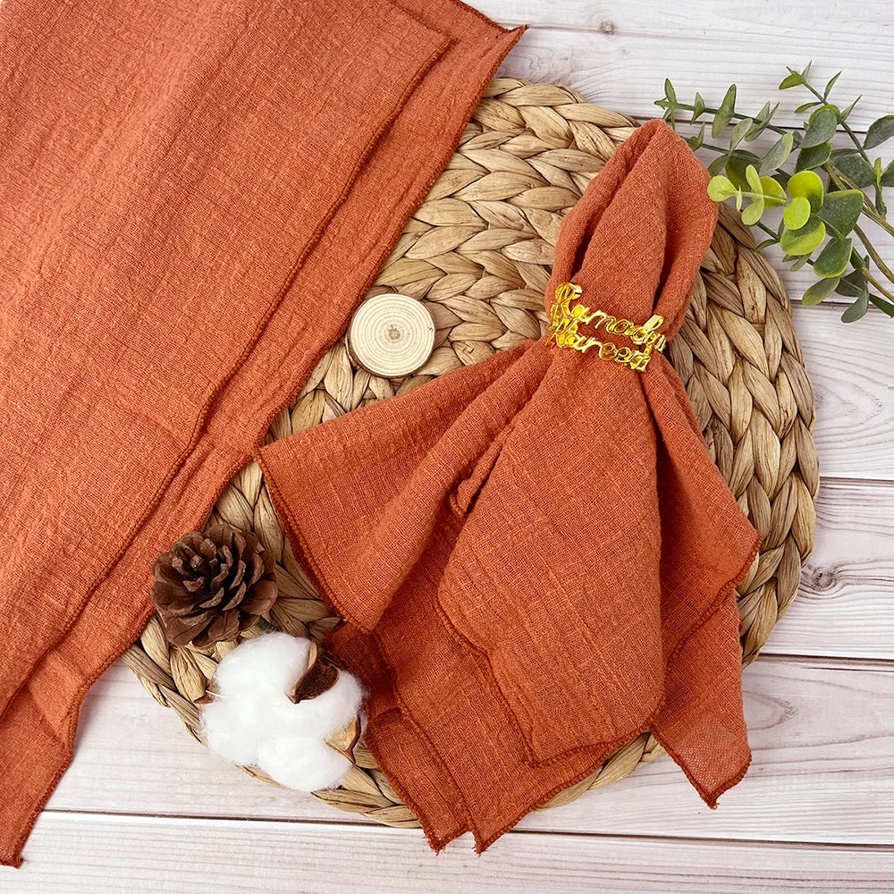 Set of6 Cotton Cloth Napkins Gauze 30x30cm Fabric for Wedding Decor Everyday Use Dinner Tea Towel Table Village Christmas Napkin