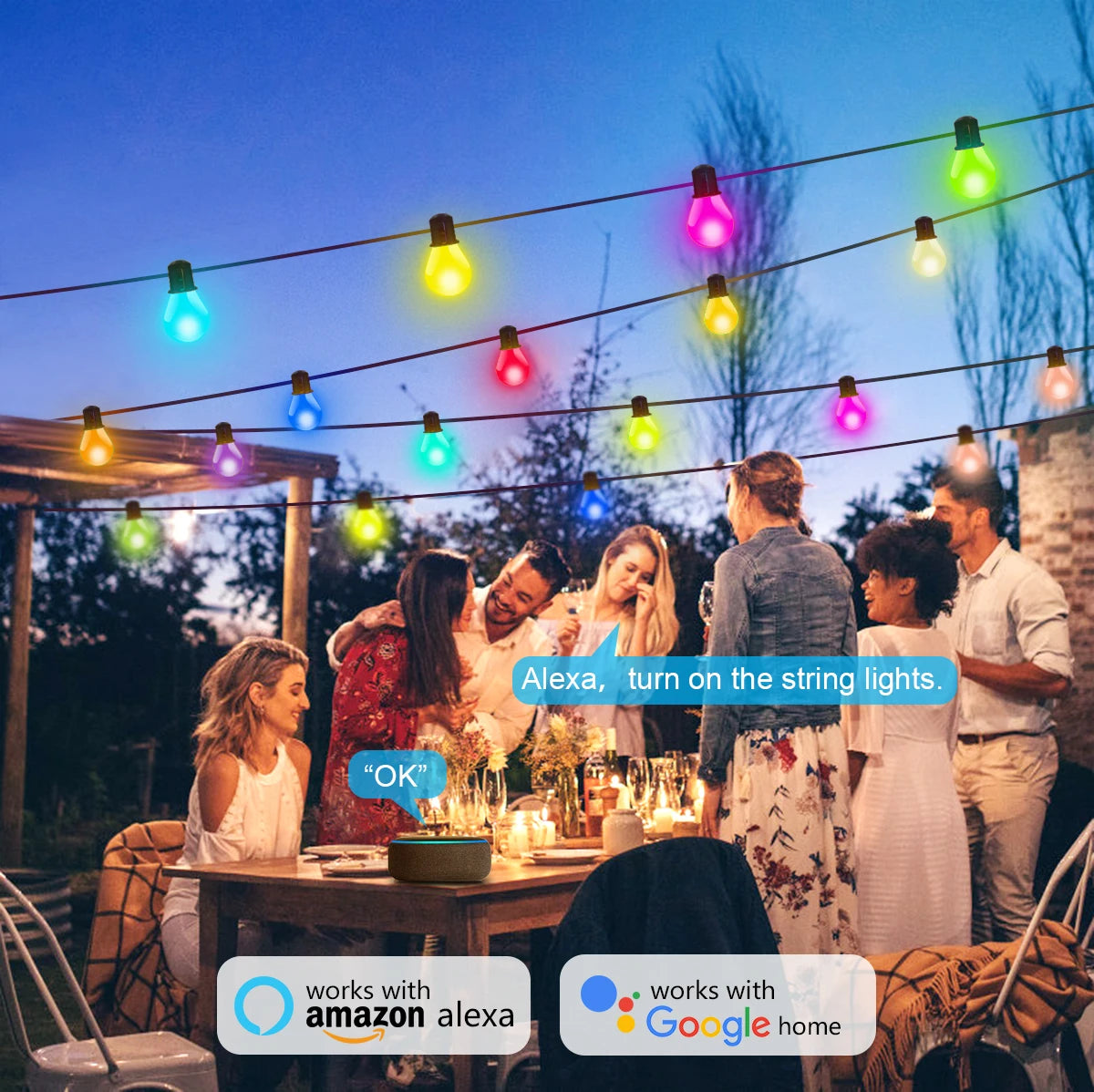 Tuya Smart WIFI G40 LED Bulb String Light USB 15M 25 Blubs Fairy Lights Christmas Bedroom Outdoor Garden Decor Festoon Garland