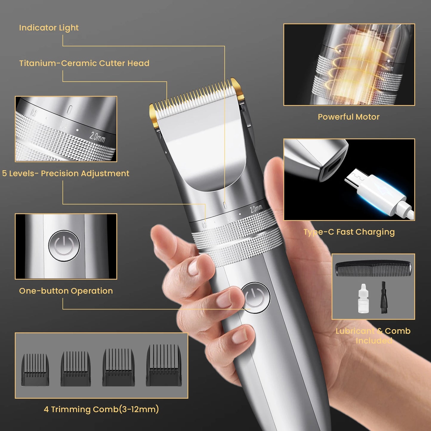Sejoy Hair Clippers for Men Professional Cordless Barber Clippers for Hair Cutting Machine Grooming Rechargeable Beard Trimmer