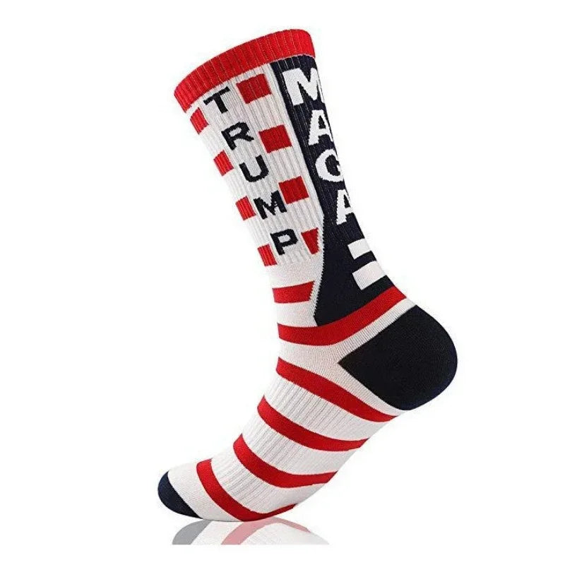 Funny President Donald Trump Socks Men Trump Flag Maple Socks Compression Socks Streetwear Hip Hop Socks Men