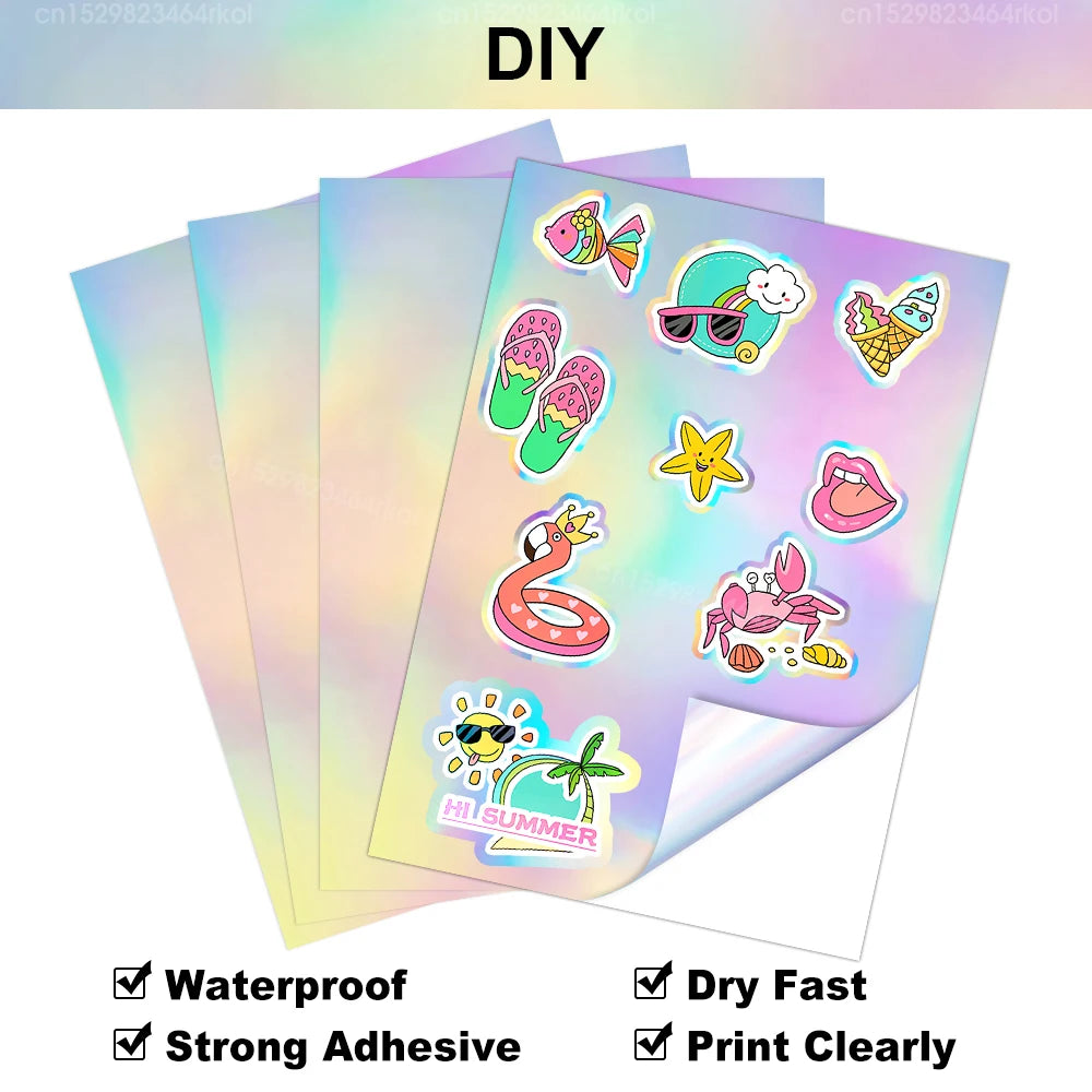 10 Sheets A4 Printable Vinyl Sticker Paper Matte Self-Adhesive Copy Paper Waterproof for Inkjet Printer DIY Decals Gift Crafts