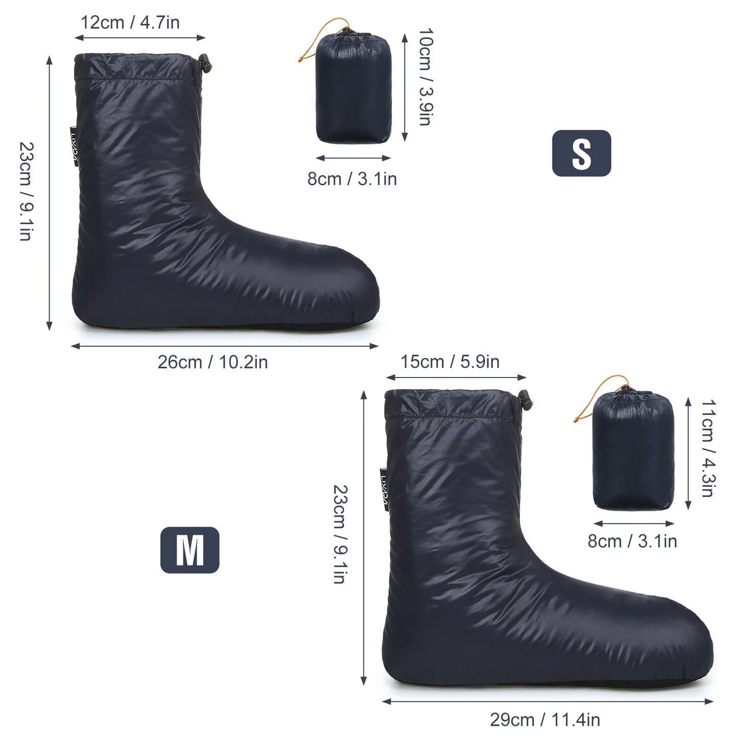 Lixada Winter Down Booties Socks Warm Soft Windproof Mid Sleeping Slippers for Camping Backpacking Men Women Down Filled Boots