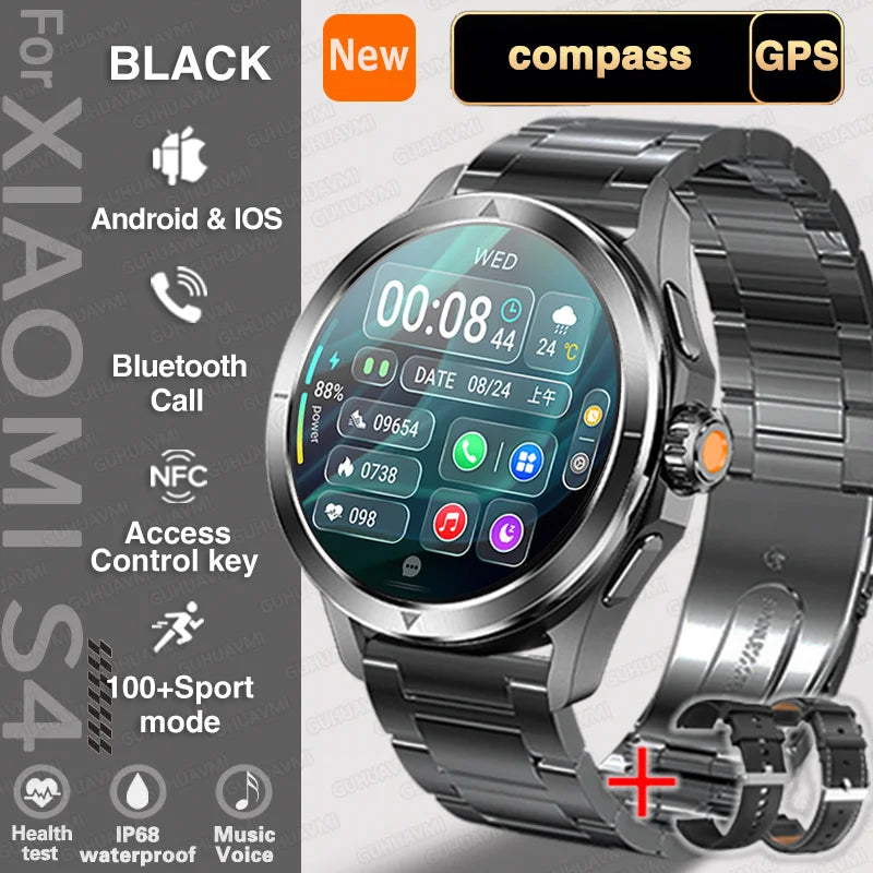 New For Xiaomi S4 Ultra Outdoor Sport Men HD AMOLED Display GPS Track Altimeter Heart Rate Bluetooth Call Waterproof Smart Watch