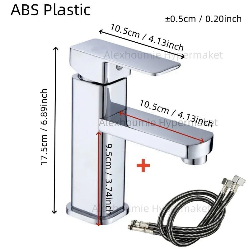 Bathroom Water Hot and Cold Faucet Single Handel Single Hole Deck Mounted Plastic Washbasin Bathtub Faucet G1/2