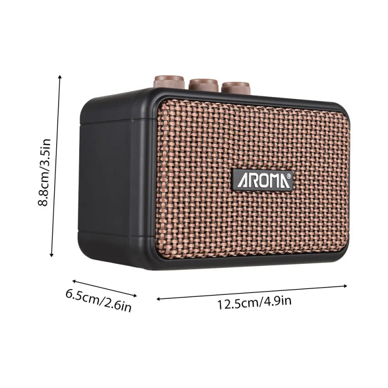 AROMA 5W Electric Guitar Speaker Desktop Speaker Clean and Overdrive 2 Sound Effects Support BT/Headphone Connection