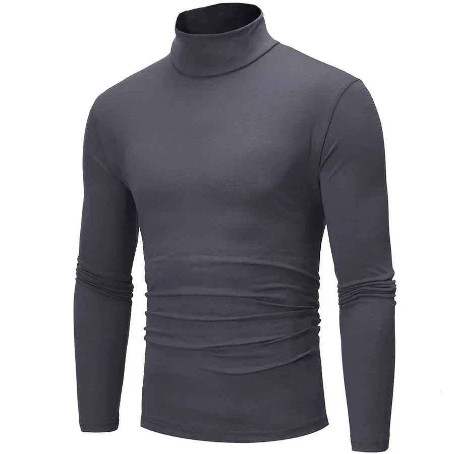 Spring Autumn Thin Men Pullovers Sweaters Turtleneck Knitted Sweater for Men Cotton Clothing Male Sweaters Full Black White Tops