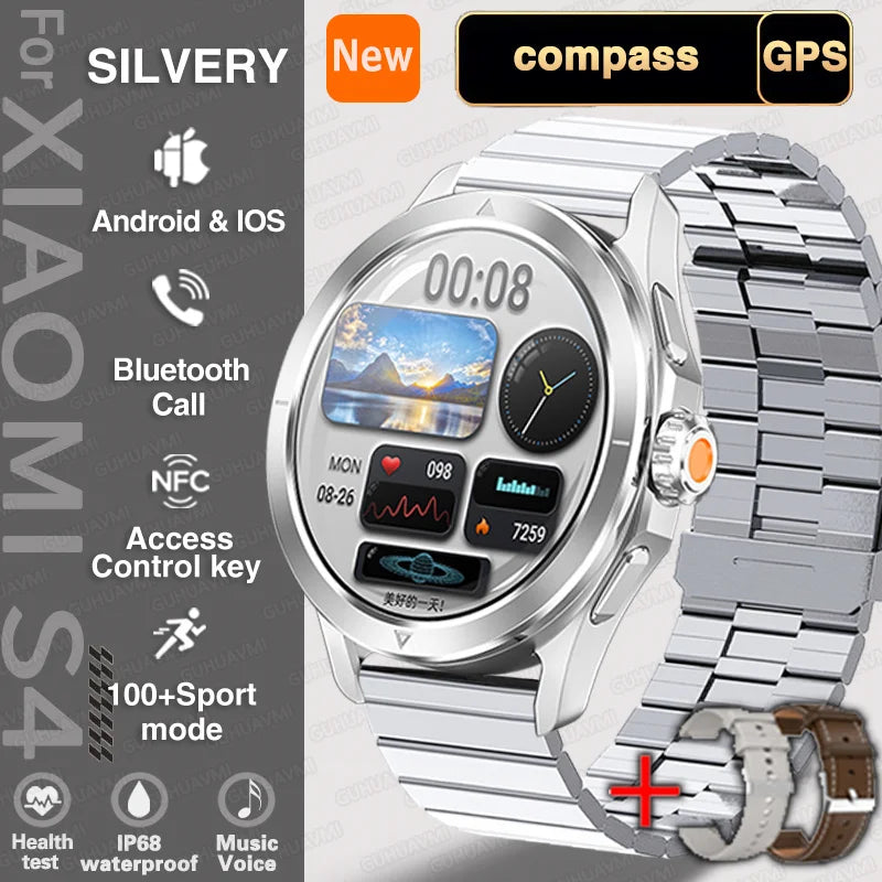 New For Xiaomi S4 Ultra Outdoor Sport Men HD AMOLED Display GPS Track Altimeter Heart Rate Bluetooth Call Waterproof Smart Watch