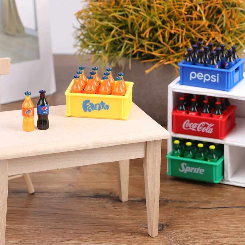 Funny Dollhouse Miniature Simulation Coke Bottle Drink Model Miniaturas Play Kitchen Mini Doll Food Toy
