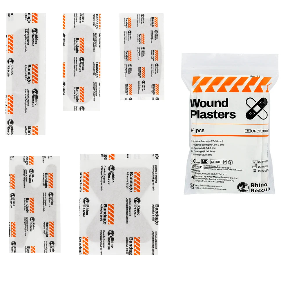 Rhino Rescue Variety Bandages Pack Assorted Sizes Fingertip Bandages Waterproof Bandages Breathable Adhesive Bandages Bulk