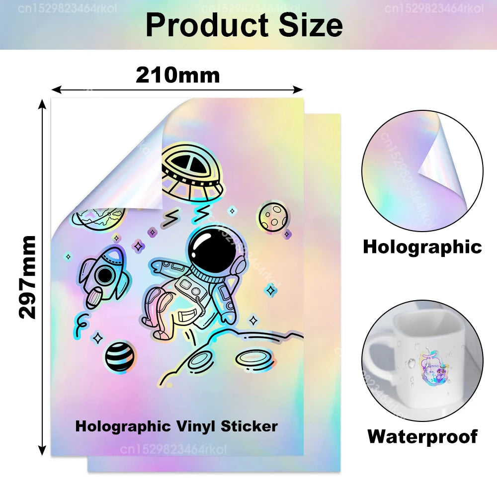 10 Sheets A4 Printable Vinyl Sticker Paper Matte Self-Adhesive Copy Paper Waterproof for Inkjet Printer DIY Decals Gift Crafts