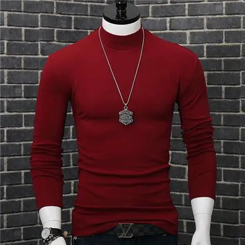 Harajuku Oversized Casual Men's Turtleneck T-Shirt with Long Sleeves Autumn and Winter Slim Fit Underwshirt Couples T-shirt Tops