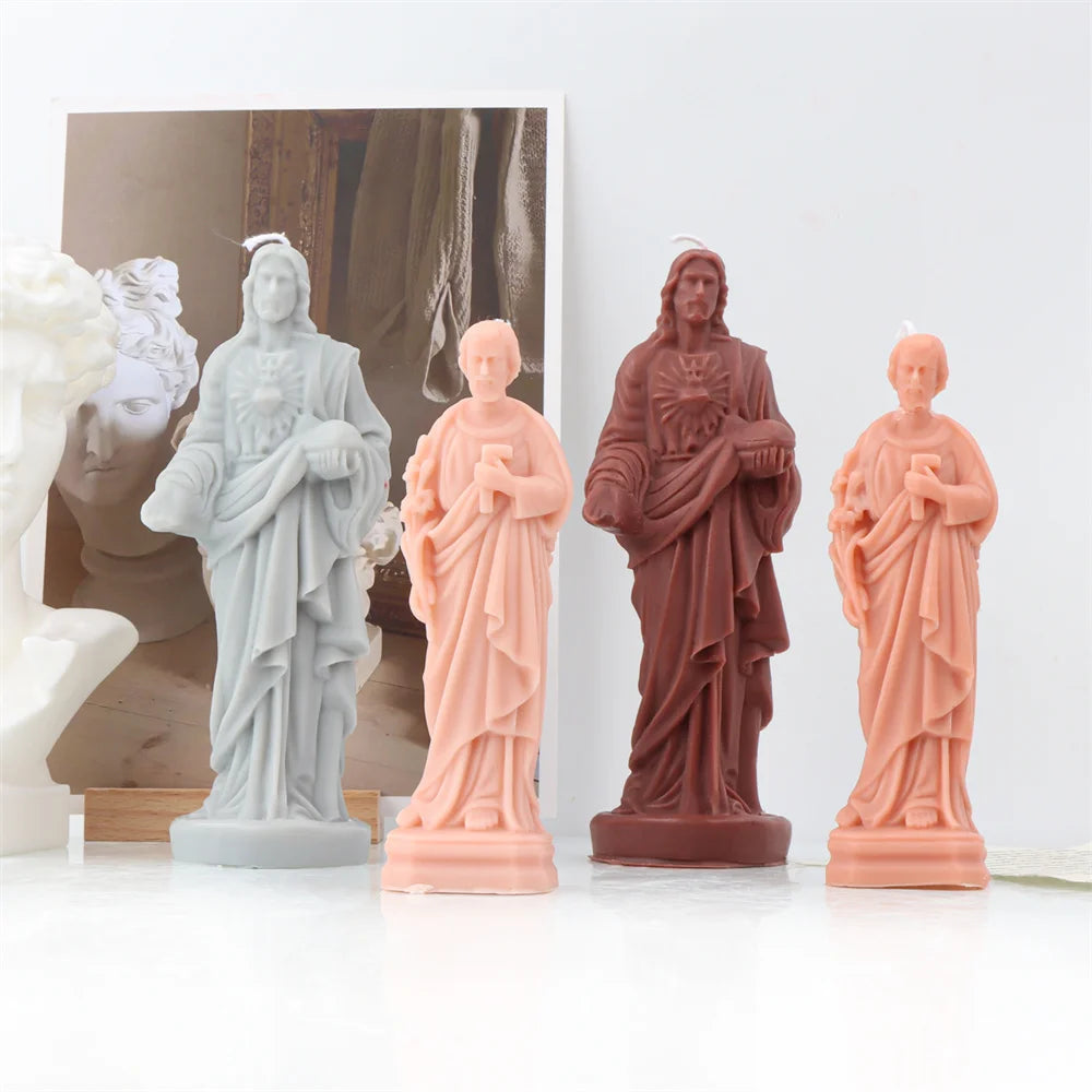 Religious Blessed Virgin Mary Candle Silicone Mold Madonna Goddess Female Deity Portrait Scented Plaster Jesus Resin Epoxy Mould