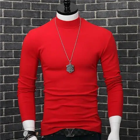 Harajuku Oversized Casual Men's Turtleneck T-Shirt with Long Sleeves Autumn and Winter Slim Fit Underwshirt Couples T-shirt Tops