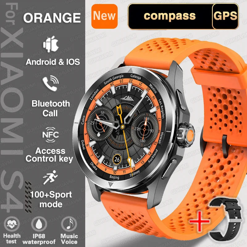New For Xiaomi S4 Ultra Outdoor Sport Men HD AMOLED Display GPS Track Altimeter Heart Rate Bluetooth Call Waterproof Smart Watch