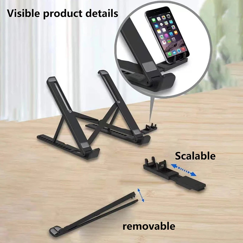 Foldable Desktop Laptop Holder With Phone Stander For Macbook For Lenovo Thinkpad For HP Dell Adjustable Notebook PC Riser