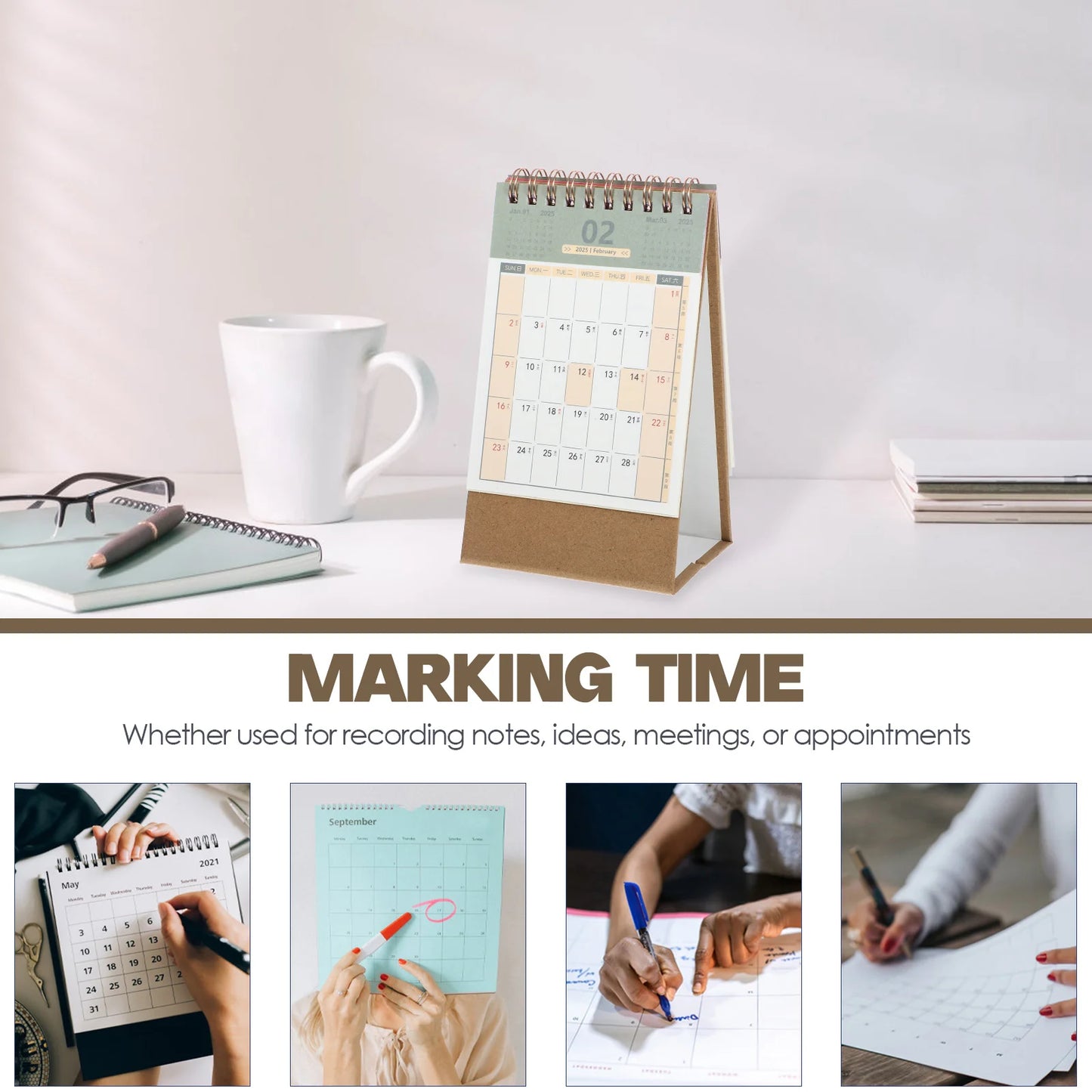 Spiral Calendar 2024 Daily Planner 2025 Desk Standing Monthly Paper Office