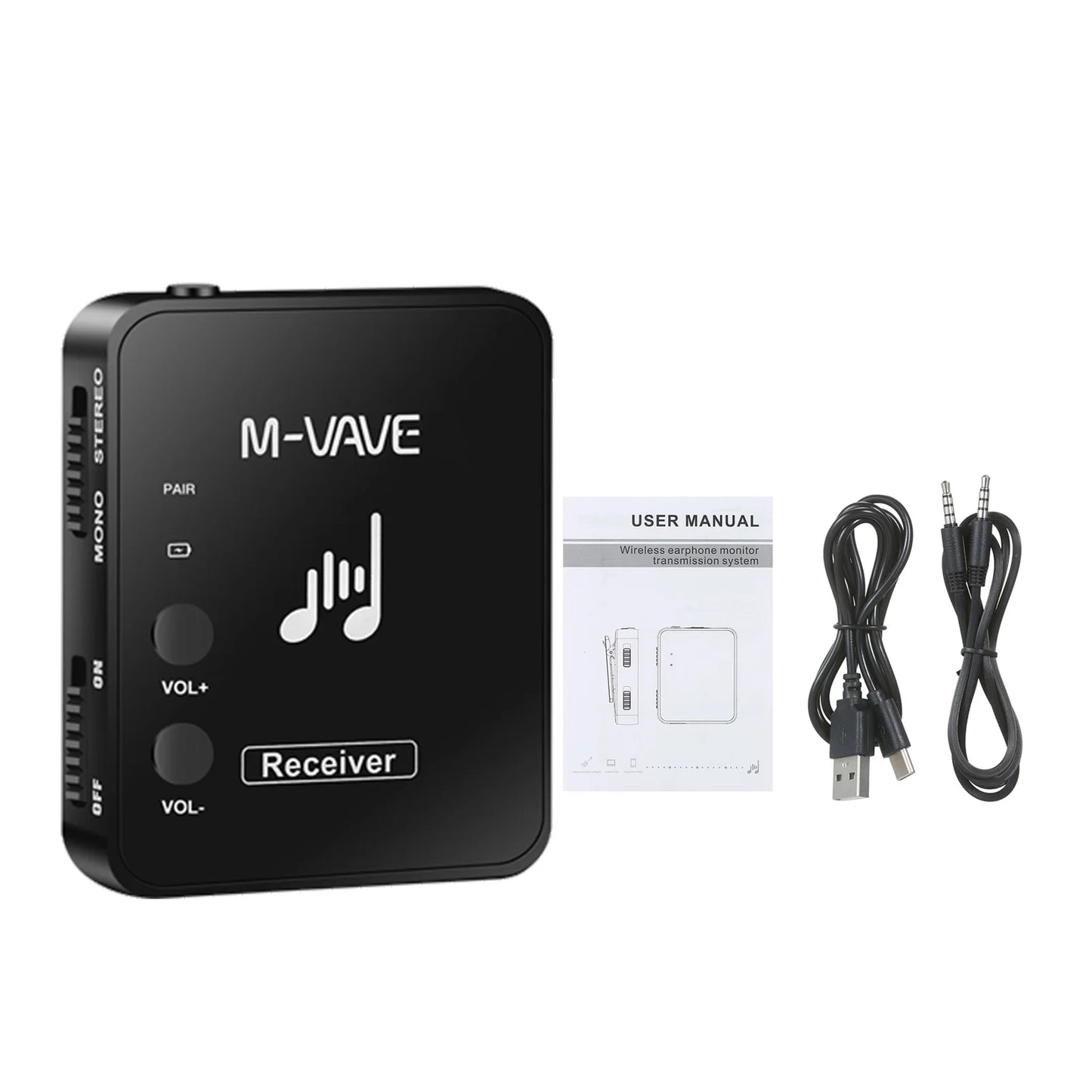 M-VAVE WP-10 2.4GHz Wireless Earphone Monitor System Rechargeable Transmitter Receiver Support Stereo Mono Recording Function