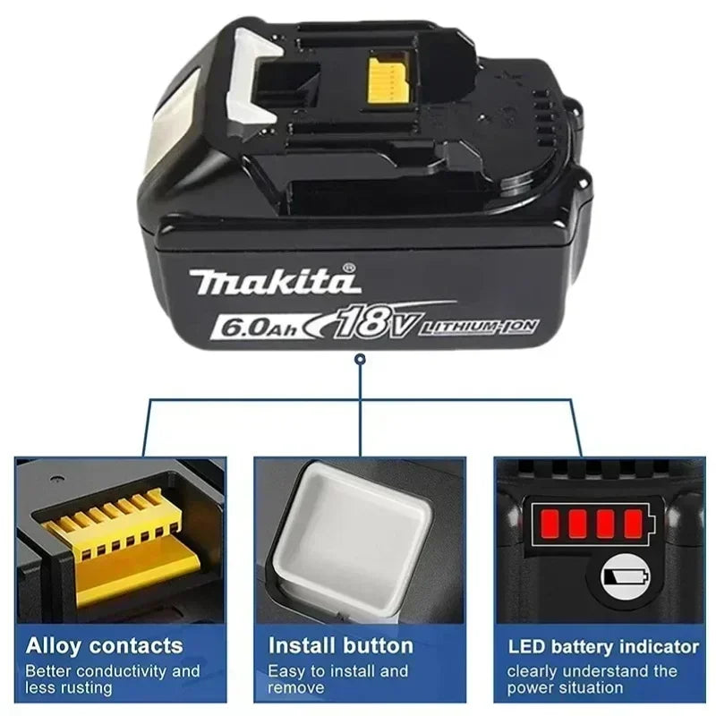 DHL Ship With Charger BL1860 Rechargeable Battery 18V 6.0Ah Lithium Ion for Makita 18v Battery 6Ah BL1850 BL1880 BL1860B LXT400