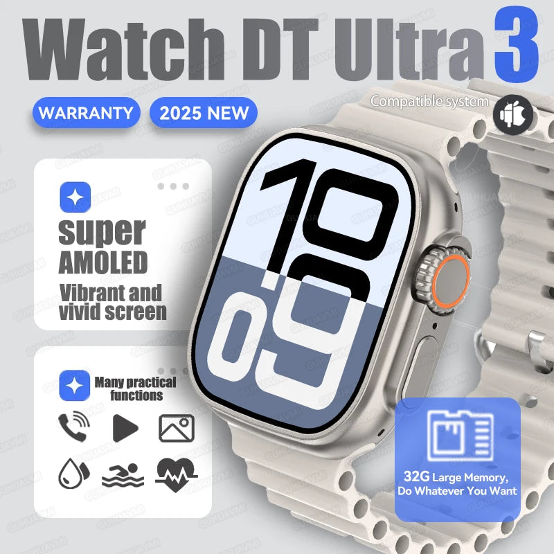 Fashion NEW DT Ultra 3 32GB Smart Watch Google Map Music Video Player HD Bluetooth Call APP Store NFC Smart AI Voice Sport Watch