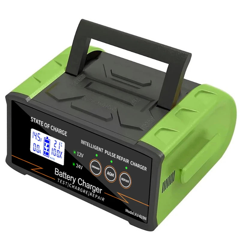 EAFC 12V-24V Car Battery Charger High Power 300W/400W Smart Battery Charger Fast Charging Wet Dry Lead Acid Digital LCD Display