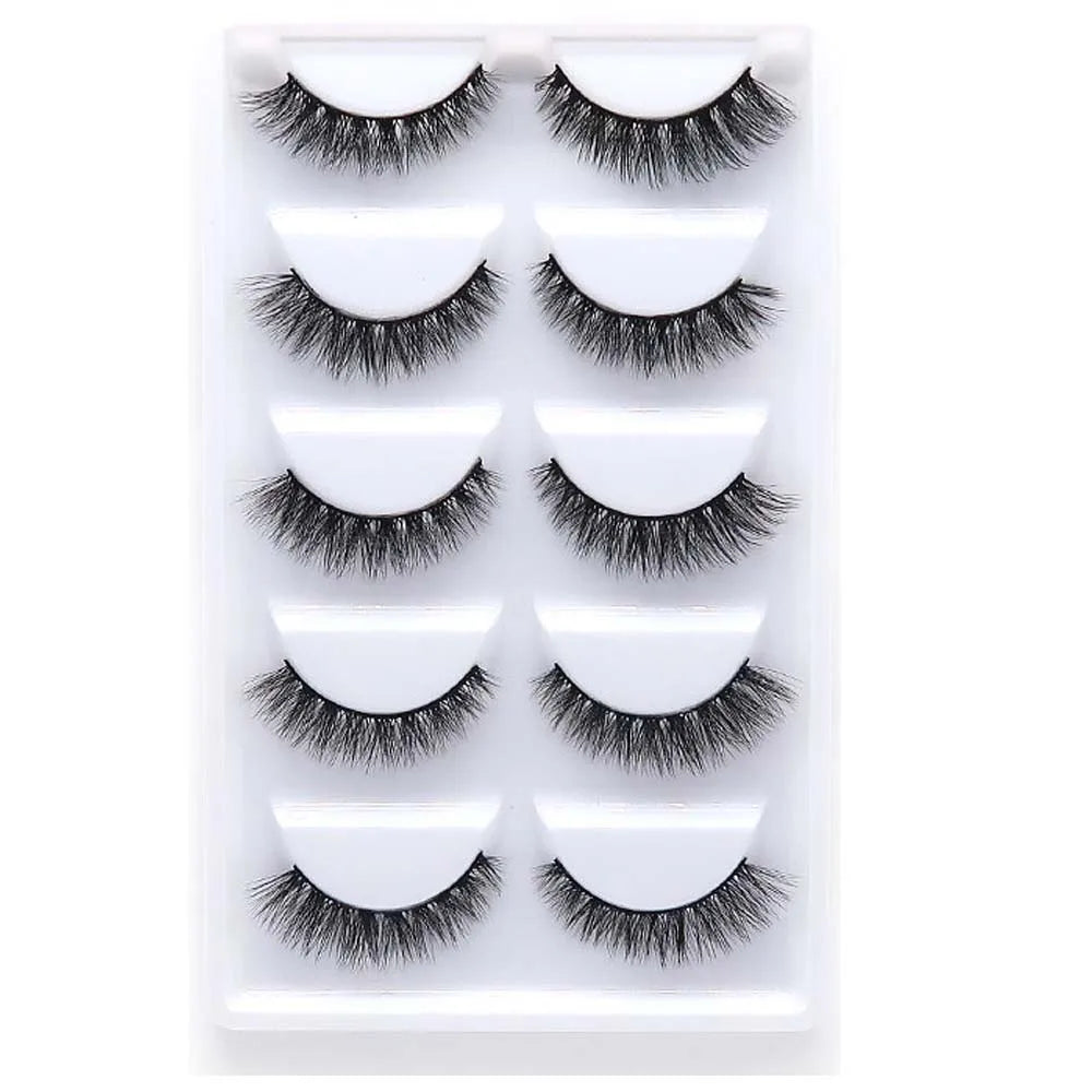 NEW 5 Pairs Natural false eyelashes thick 3d mink lashes short black soft mink eyelashes makeup eyelash extension faux lashes