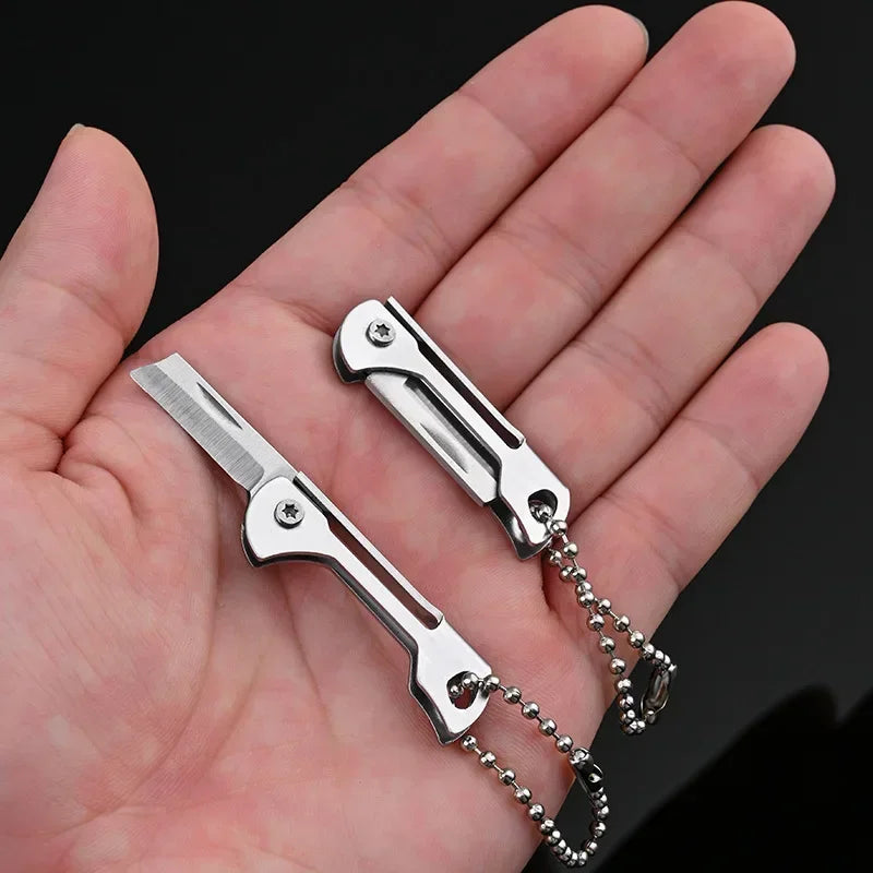 Creative Outdoor Camping Supplies Mini Multi-functional Keychain Kitchen Knife Pendant Gift Stainless Steel Folding Knife