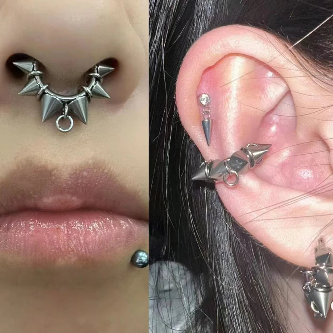 MDNEN ASTM F136 Titanium Three Layers Binding Hinged Segment Clicker Earring Cartilage Nose Hoop Septum Rings Piercing Jewelry
