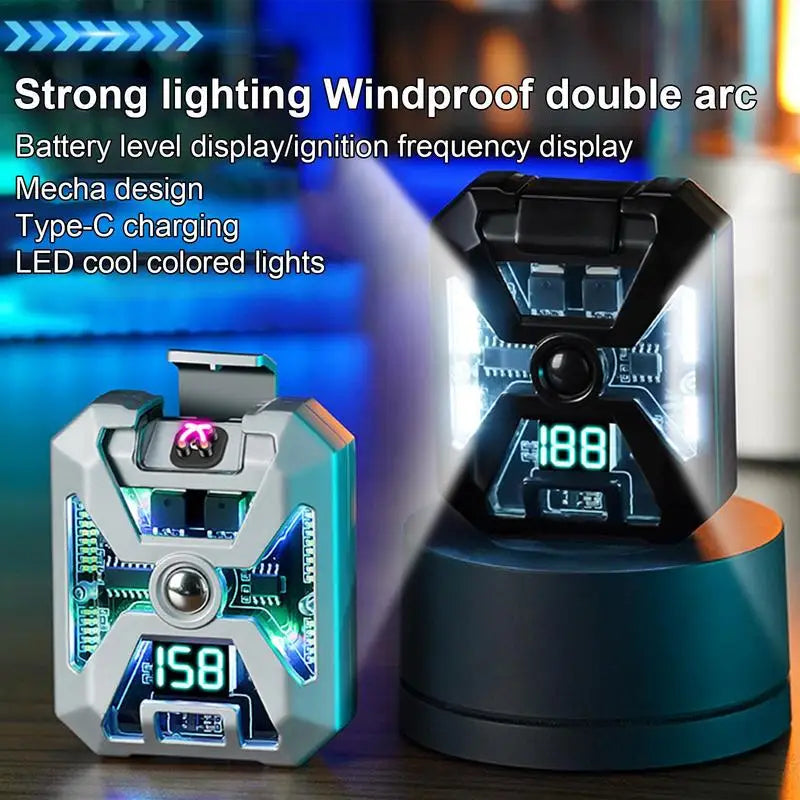 Electric Igniter Rechargeable Dual Arc Torch Igniter Flashlight Outdoor Camping Lamp Windproof Igniter Cigarette Accessories