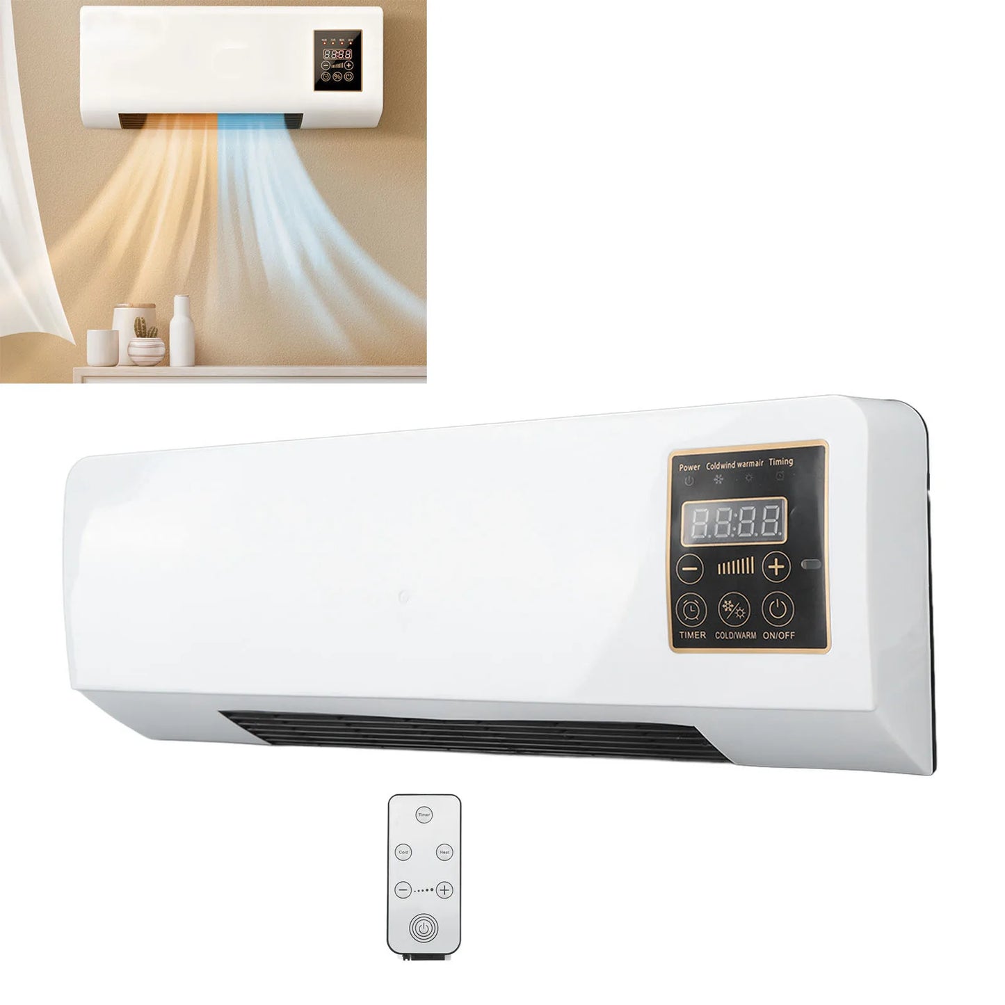 Small Conditioner Silent Simple Button Conditioner Heater Flame Retardant Body Anti Overheating Protection for Bedroom